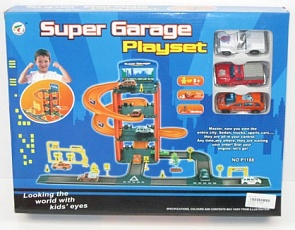 Гараж 4-х уровневый с 3 машинками и аксессуарами, в коробке (Super Garage, B550597sim)